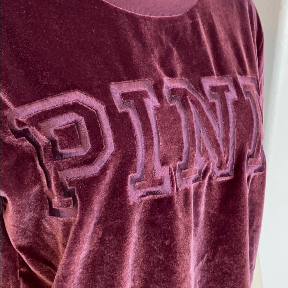 NWOT PINK short sleeve velvet crop - Picture 2 of 5